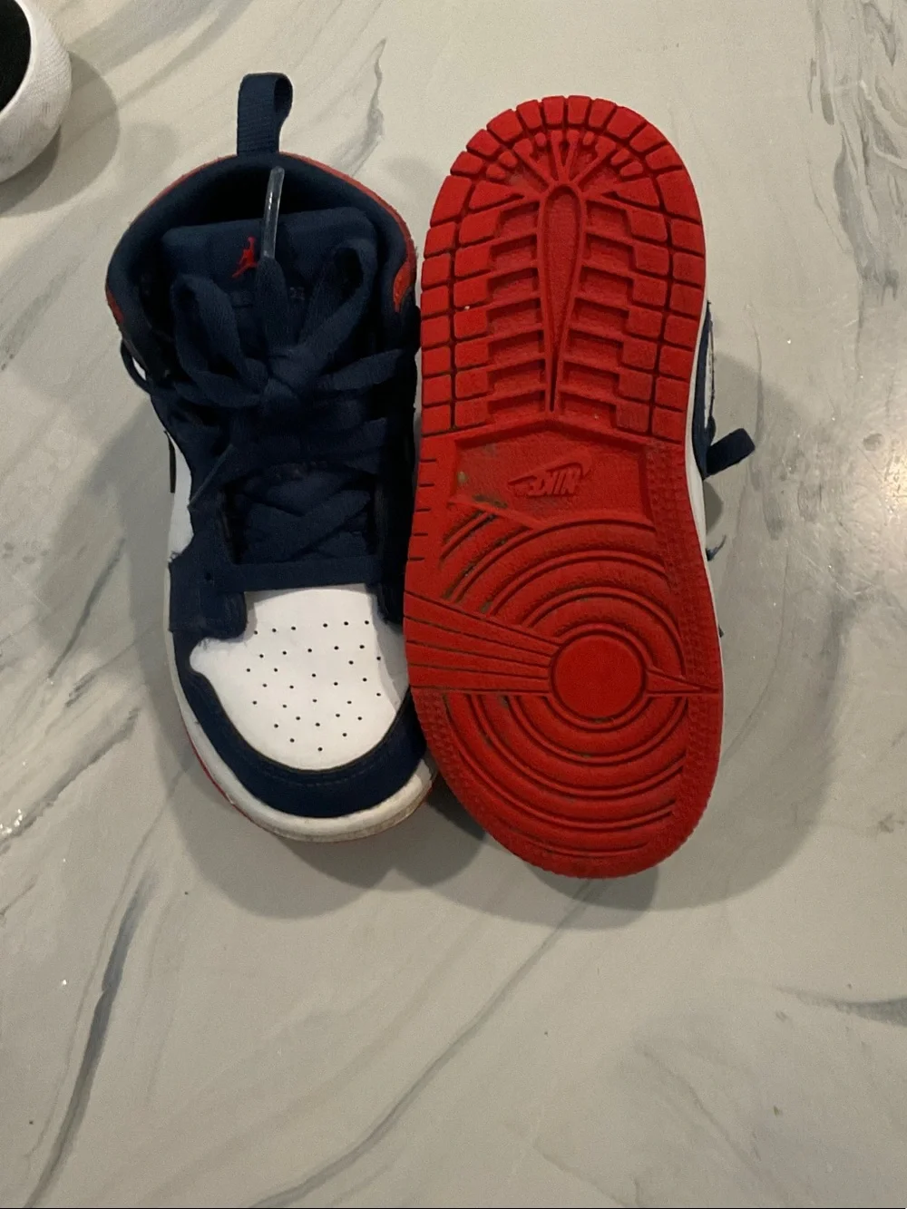Jordan Kids Navy White Red High-Top Sneakers
